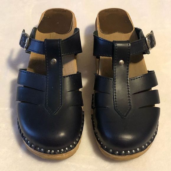 Troentorp Shoes - Troentorp Navy Blue Mary Jane Clog Sandal • EU Size 38 • Made In Sweden